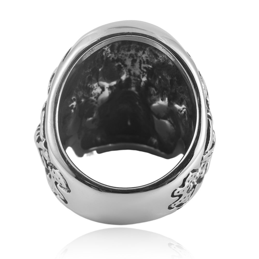 Men's Retro Titanium Steel Skull Ring - European and American Design