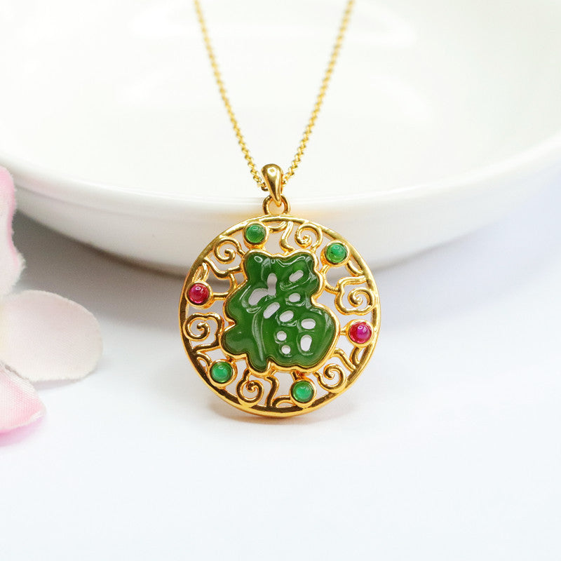 Blessed Jade Fortune Necklace with Hollow Design