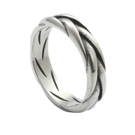 Titanium Steel Braided Twist Ring for Men – Retro Chic Accessory Directly from the Manufacturer