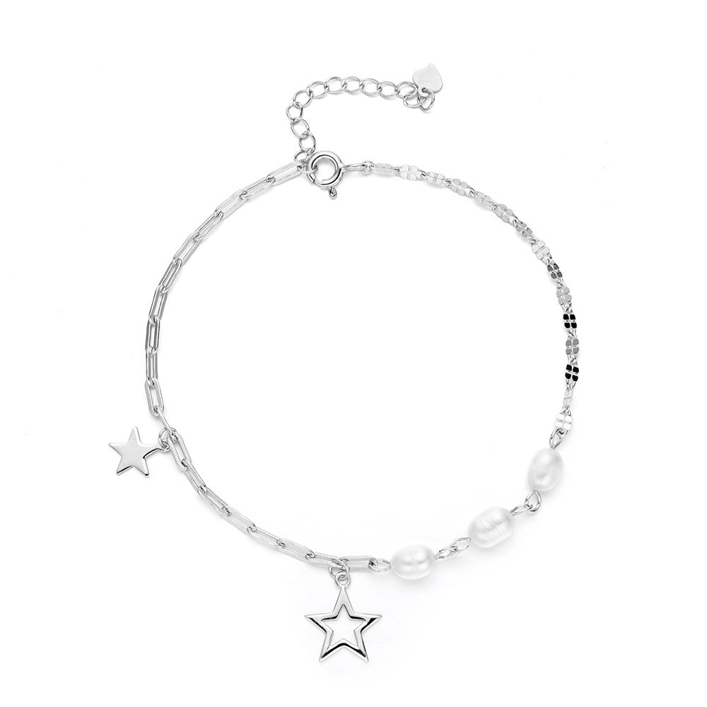 Star Natural Freshwater Pearl Silver Bracelet