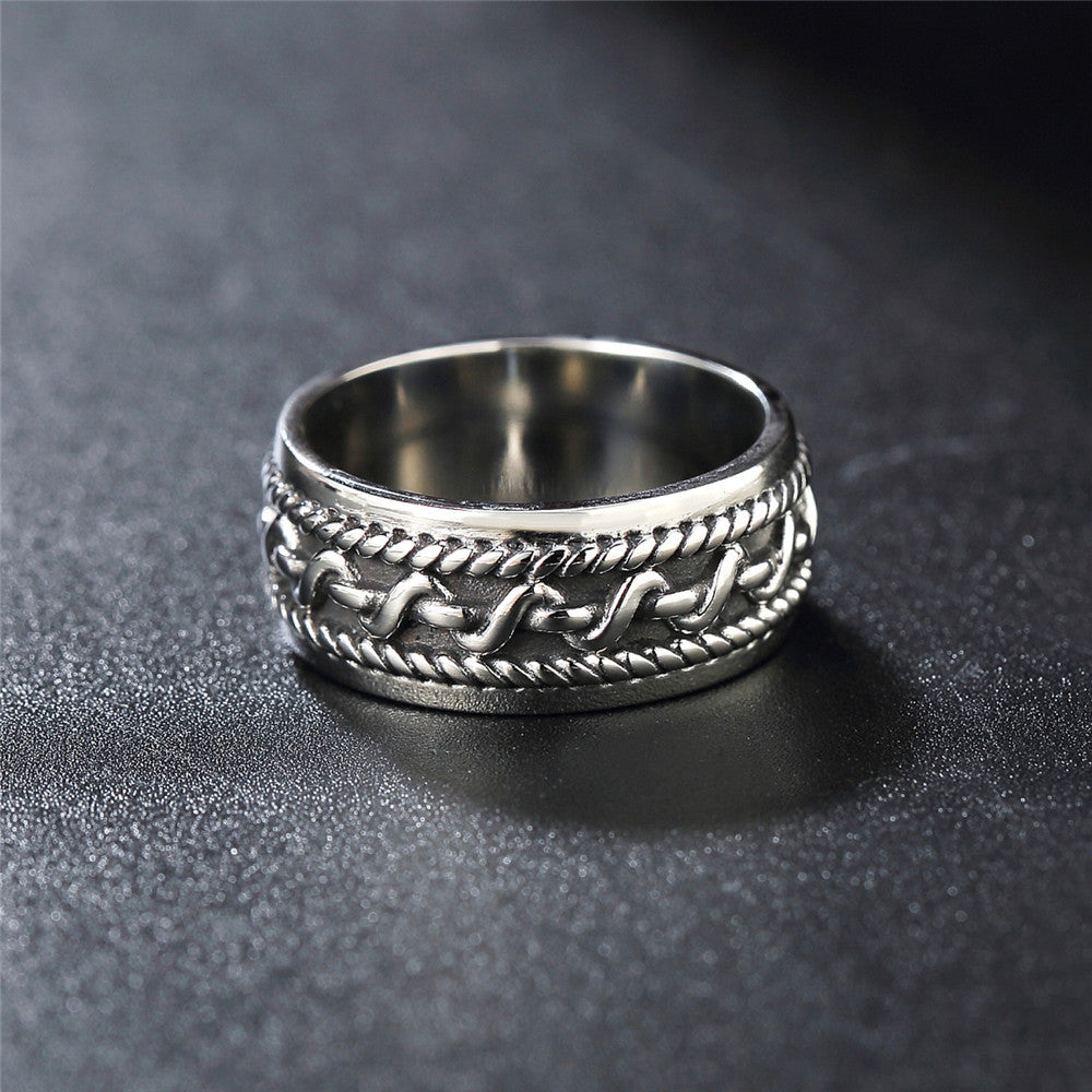 Trendy Retro Titanium Steel Ring from Planderful Collection