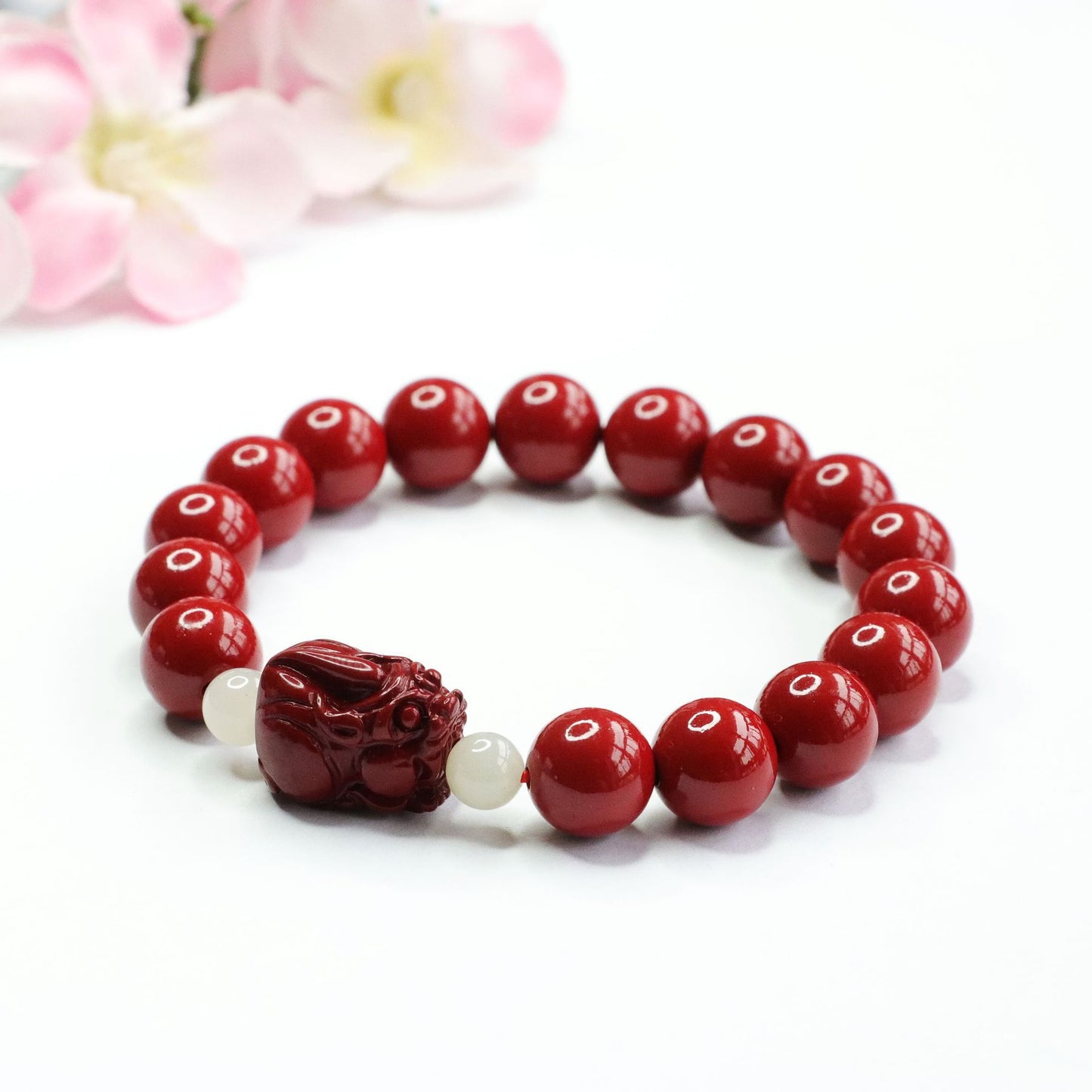 Purple and Red Jade Pixiu Bracelet with Sterling Silver