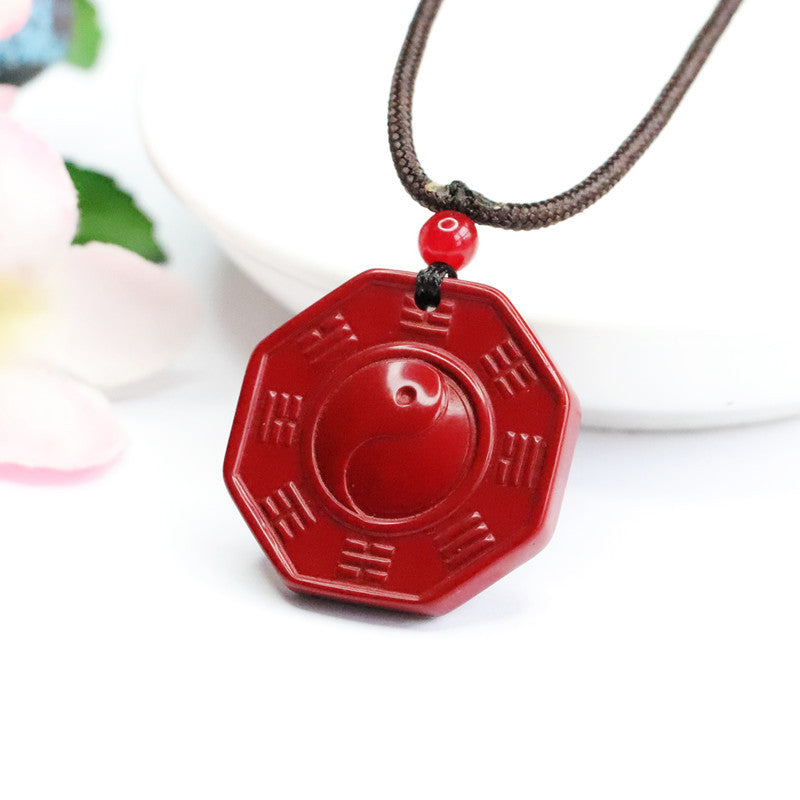 Mystical Sand Bagua Pendant with Cinnabar Gemstone