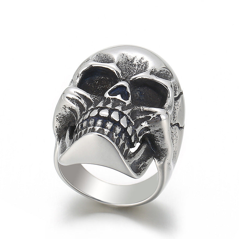 Creative Titanium Steel Skull Ring for Men - Rock Style Bracelet Jewelry from AliExpress