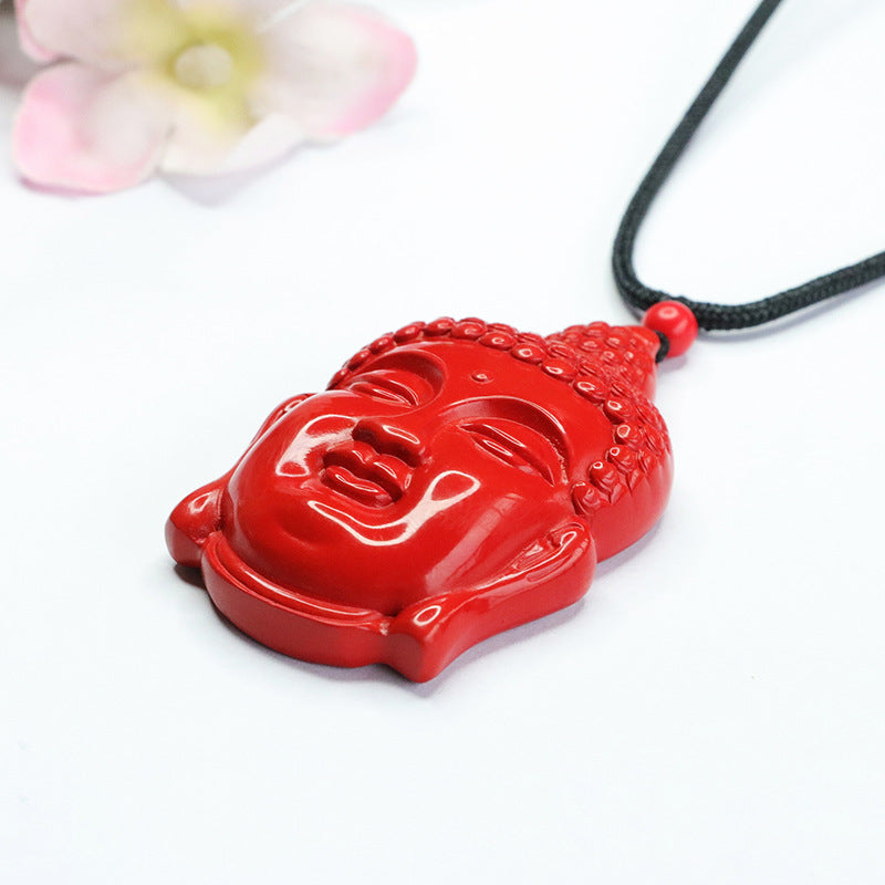 Buddha Head Pendant with Red Sand Ancestral Accent