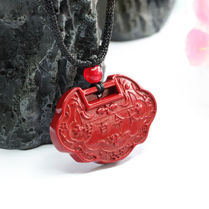 Elegant Vermilion Sand Purple Gold Ruyi Lock Pendant