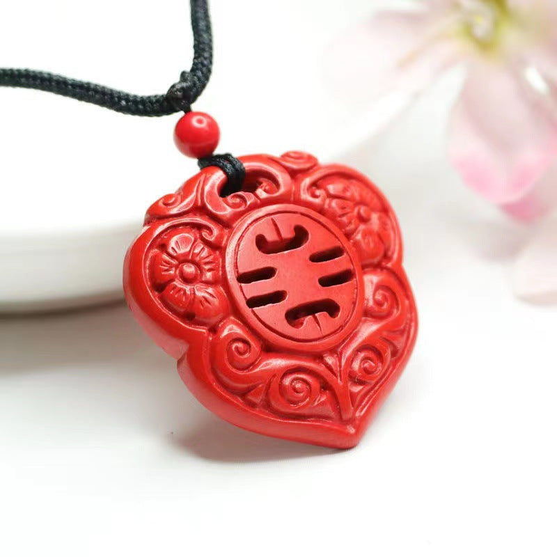 Vermilion Sand Flower Pendant with Cinnabar Stone