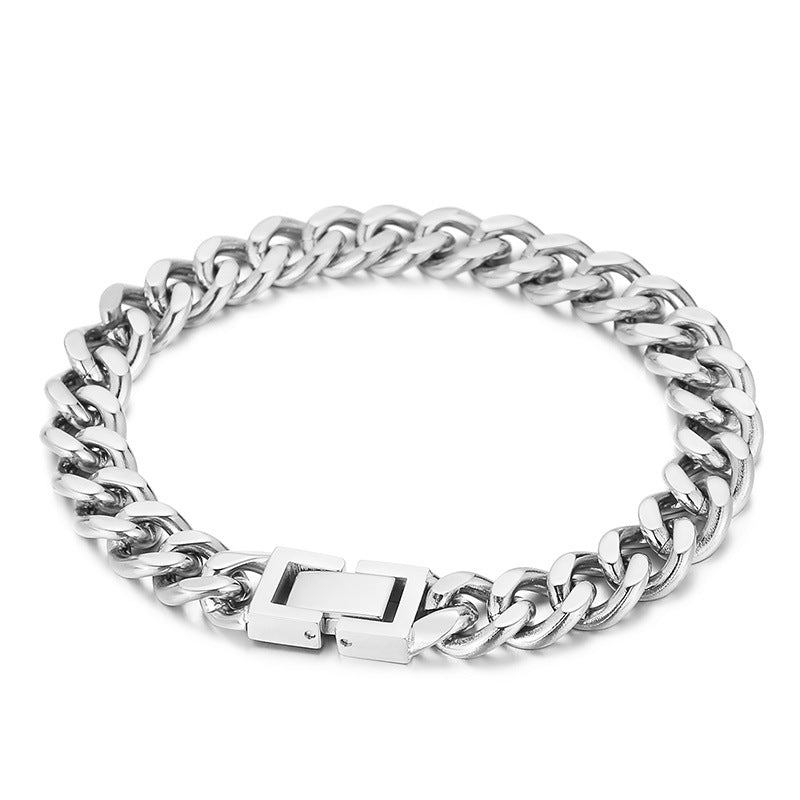 Bold Cuban Chain Titanium Steel Bracelet for Men: Hip-Hop Style Dominance