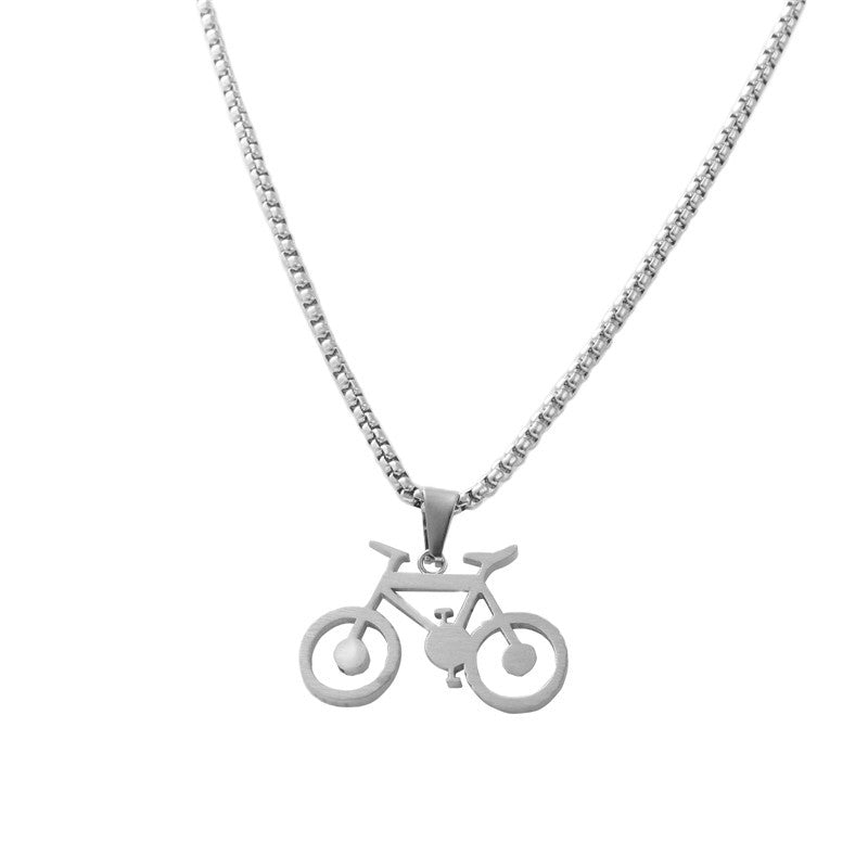 Trendy Titanium Steel Bicycle Pendant Necklace for Men - Retro Scooter Design