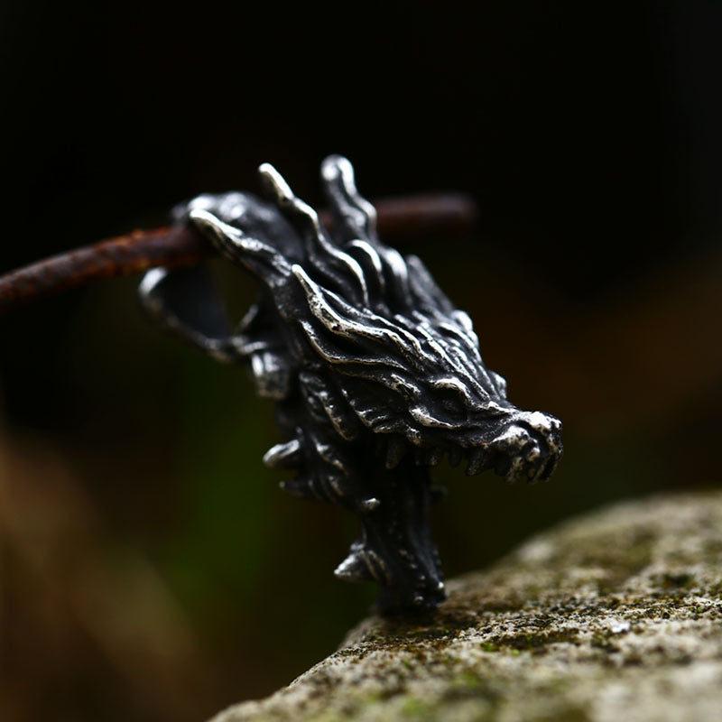 Titanium Steel Dragon Skull Pendant for Men - Retro Domineering Jewelry Wholesale