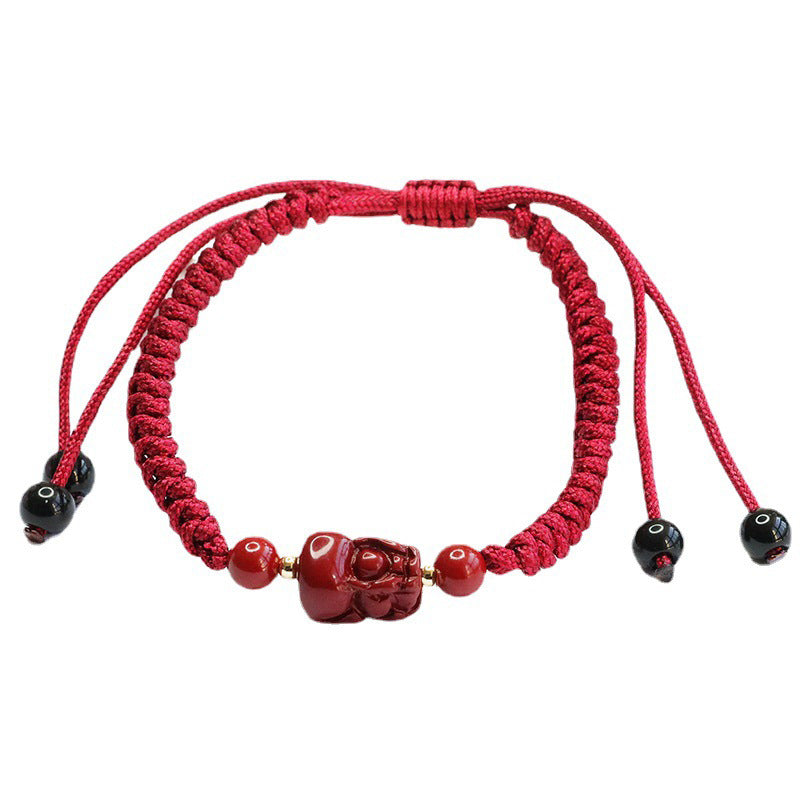 Cinnabar Red Woven Sterling Silver Bracelets for Men and Women