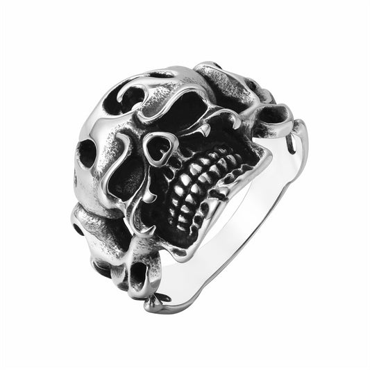 Personalized Retro Skull Titanium Steel Ring for Men - Rock Style Jewelry