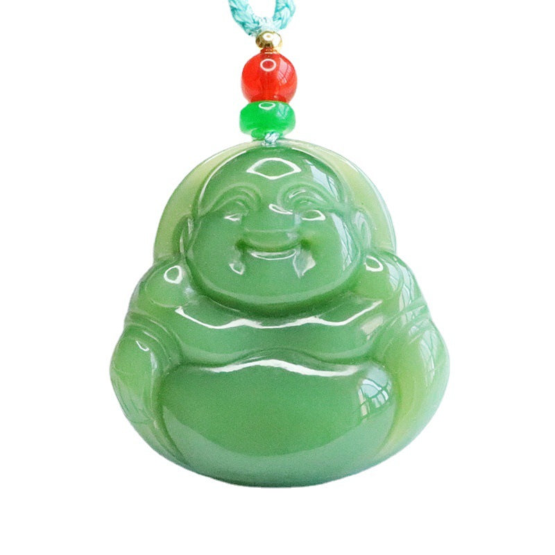 Buddha Necklace with Russian Green Jade Pendant