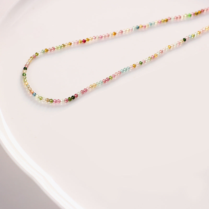 Elegant Tourmaline Necklace with S925 Silver Chain and 14K Gold Plated Collar Chain