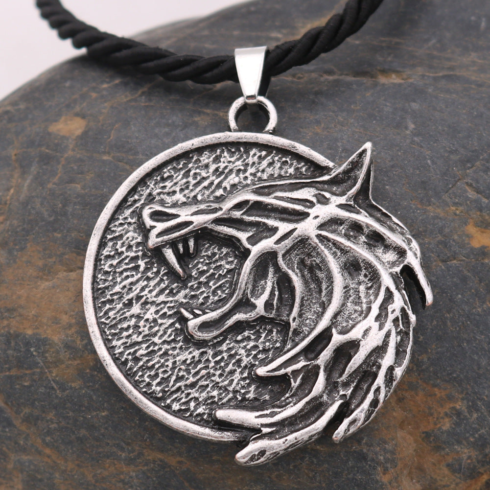 Wizard Wolf Head Necklace for Men - Norse Legacy Collection