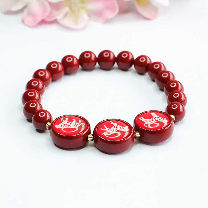 Cinnabar Zodiac Bracelet With Sterling Silver