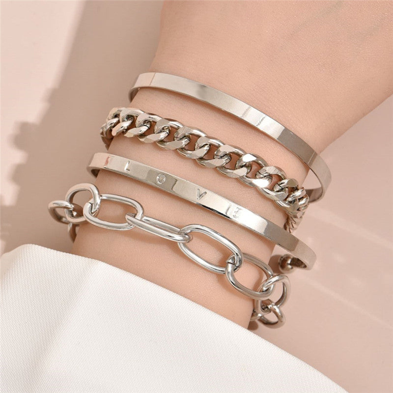 Metal Chain Bracelet Set with Retro Vibes - Vienna Verve Collection