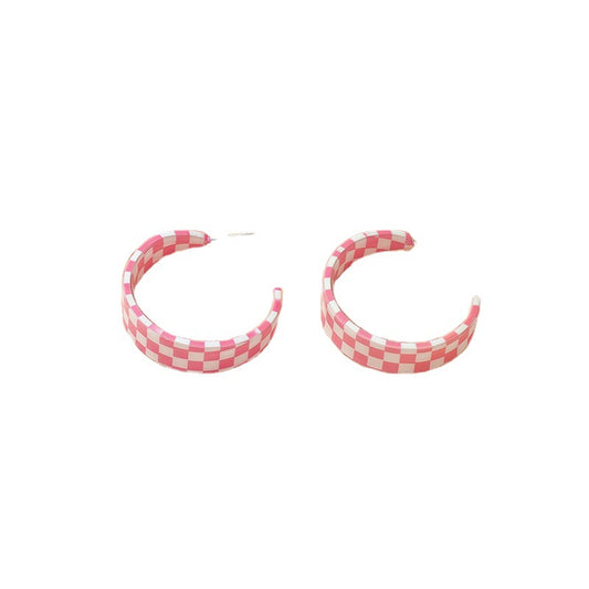 Chic Checkered Earrings with Fresh Texture - Vienna Verve Collection