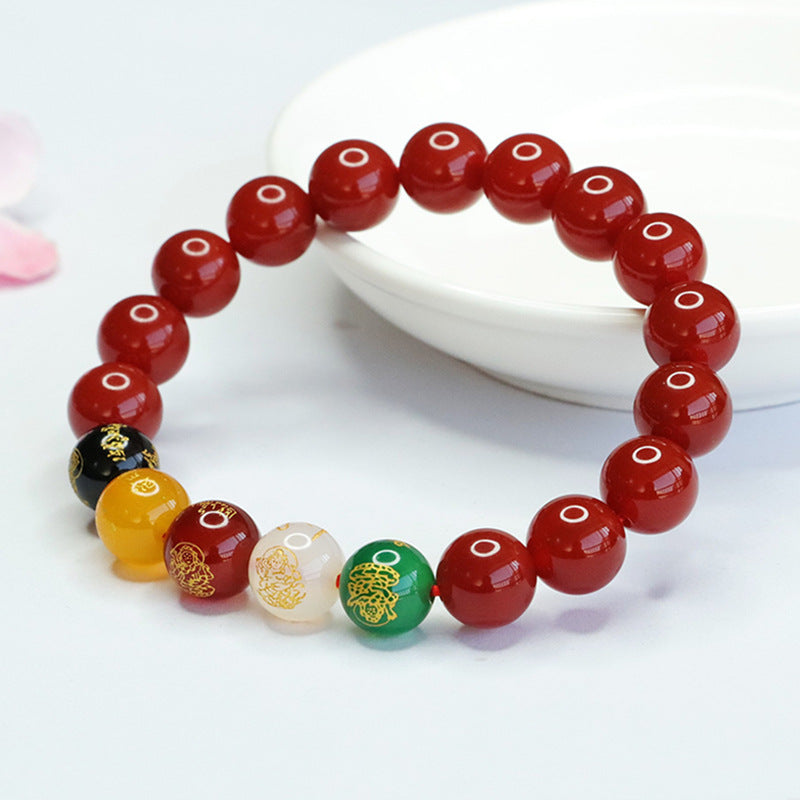 Fortune's Favor Sterling Silver Red Agate and Chalcedony Bracelet