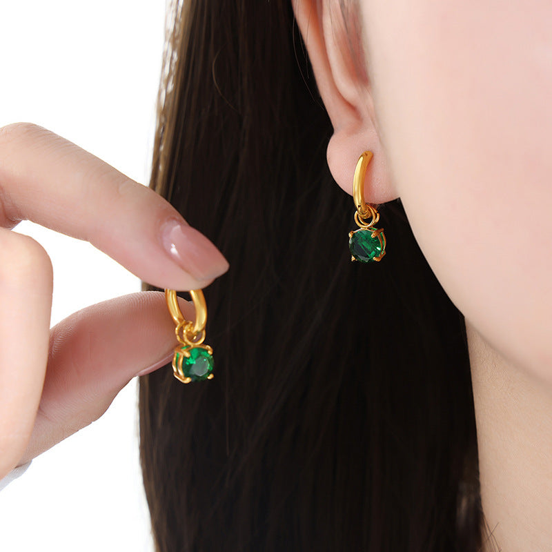 Exquisite Retro Style Sparkling Zircon Gold Earrings