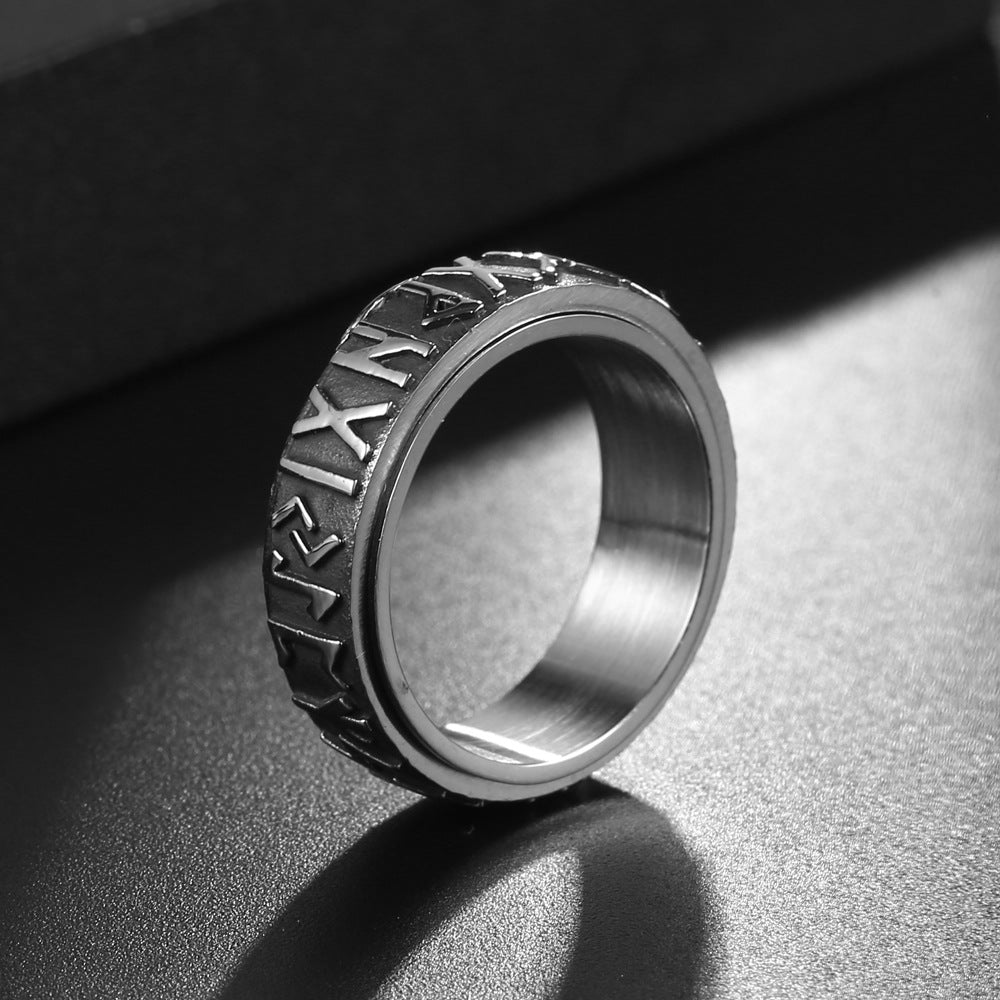 Viking Rune Titanium Steel Ring for Men - Retro Personalized Index Finger Jewelry