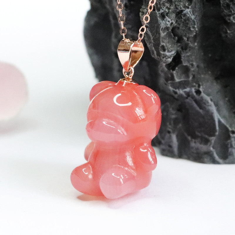 Sterling Silver Agate Bear Necklace from Planderful Collection