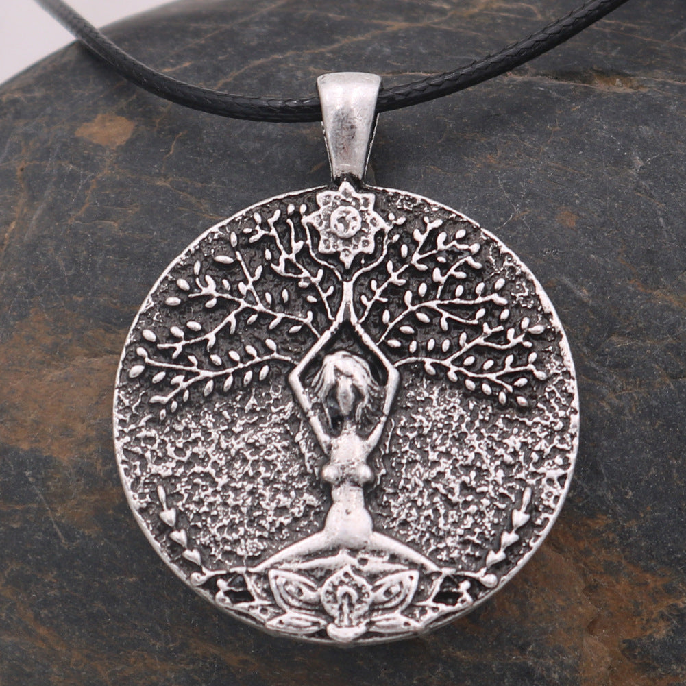 Mystical Double-Sided Mandala Flower Pendant - Men's Religious Necklace