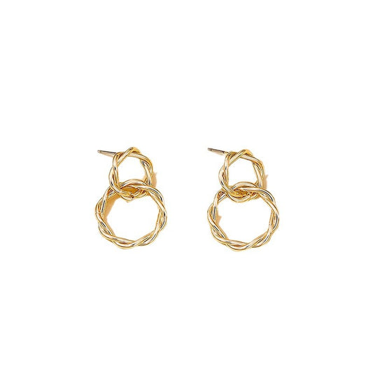 Vienna Verve Metal Double Ring Earrings - Elegant Wholesale Jewelry