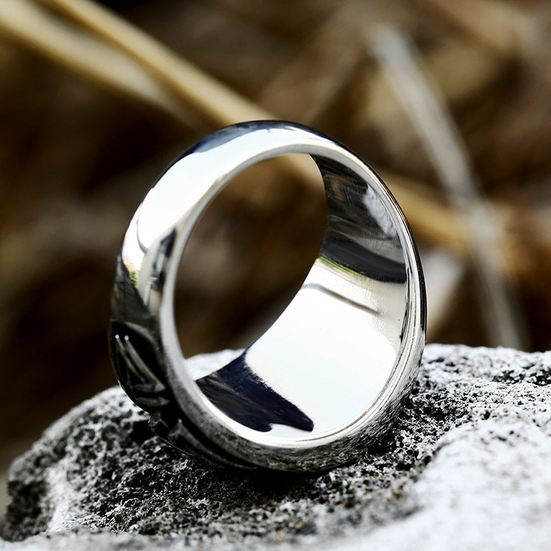 Vintage Nordic Odin Triangular Titanium Steel Ring for Men - Stainless Steel Letter Design