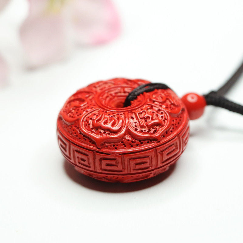 Cinnabar Buckle Six-character Mantra Pendant Jewelry