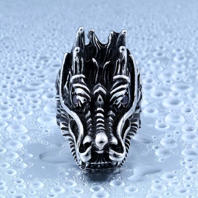 Titanium Steel Dragon Faucet Ring for Men - Bold and Stylish Wholesale Jewelry