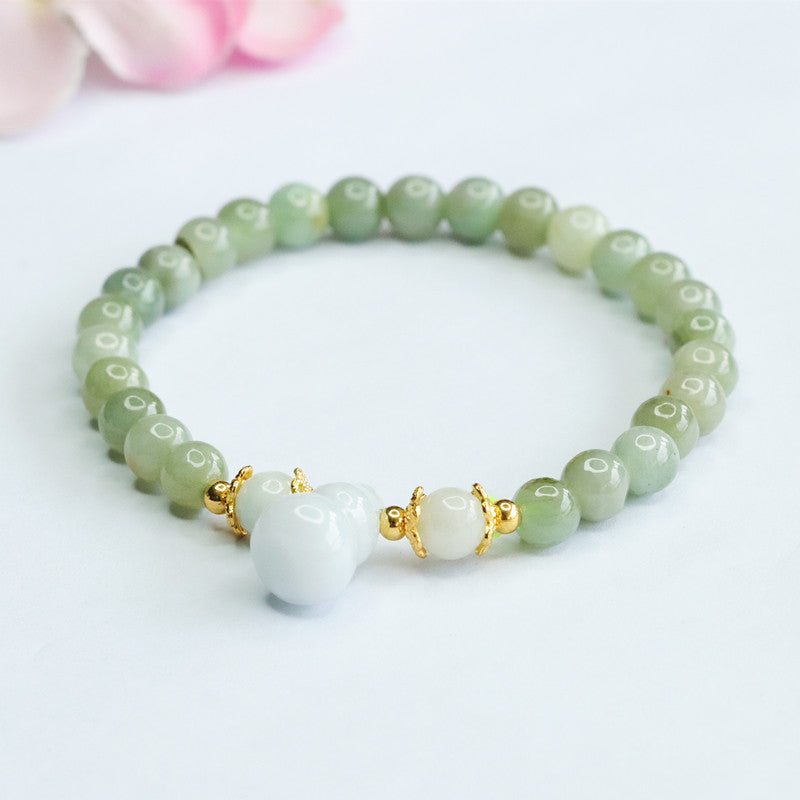 Fortune's Favor Sterling Silver Jade Gourd Bracelet