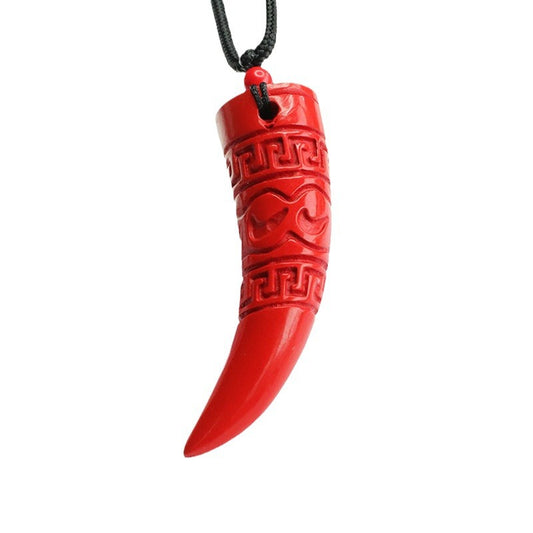 Bold Retro Cinnabar Pendant with Red Sand Spike