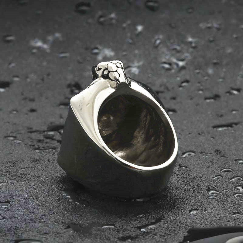 Punk-Inspired Titanium Steel Skull and Snake Rings for Men - Retro Hipster Jewelry Collection