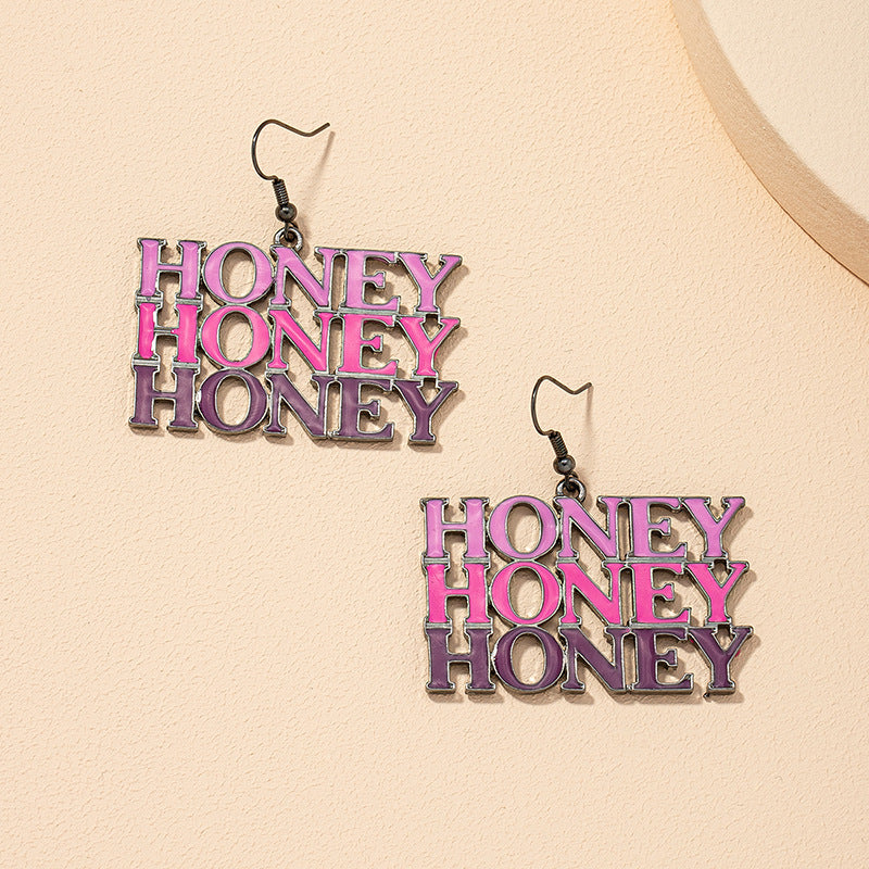 Color-Blocked Honey Earrings with European and American Influence