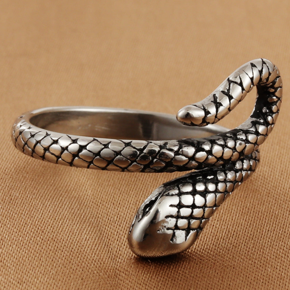 Retro Titanium Steel Snake Ring for Men - Personalized Trendy Animal Accessory