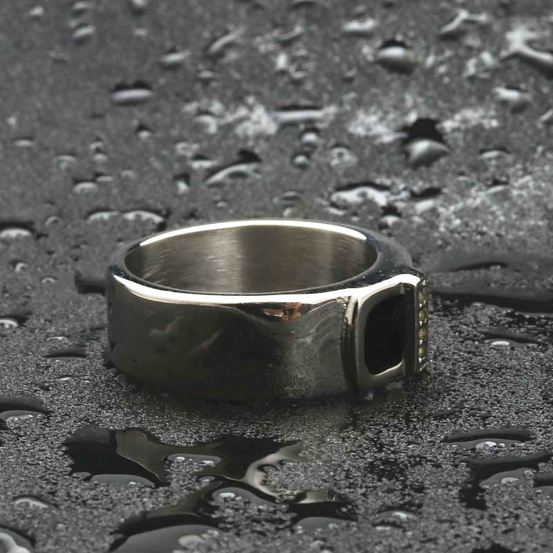 Titanium Steel Retro Dripping Ring for Men - Trendy Punk Style Direct from Manufacturer