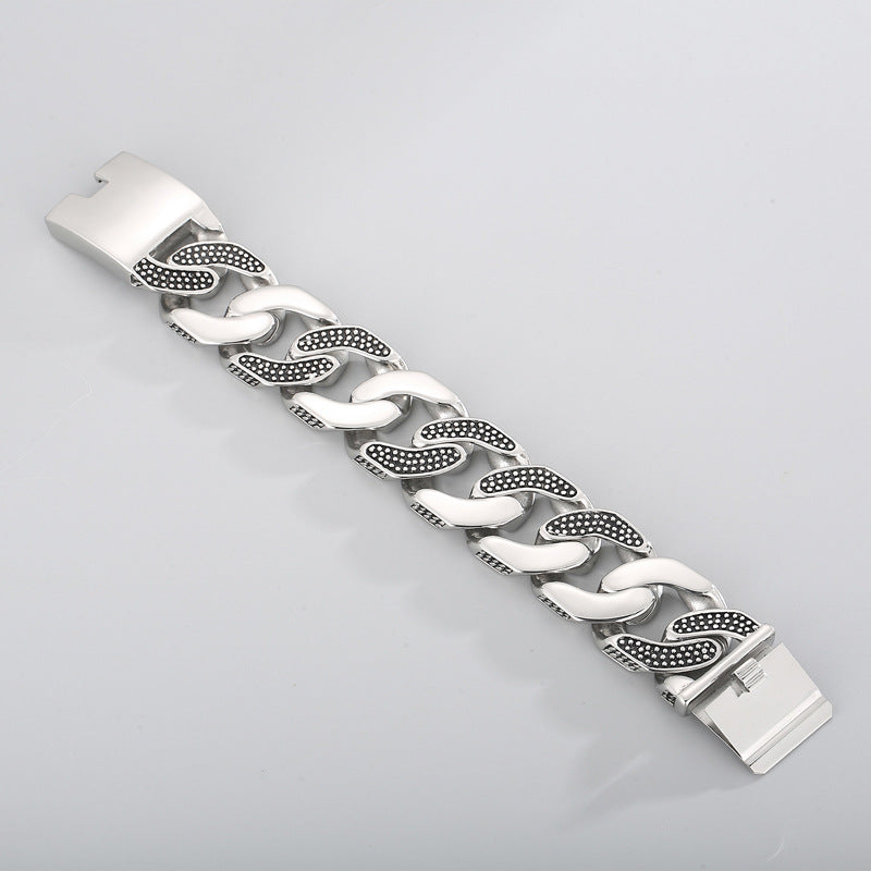 Men's Trendy Titanium Steel Bracelet with Unique Spot Pattern - 30mm Fashionable Cast Design