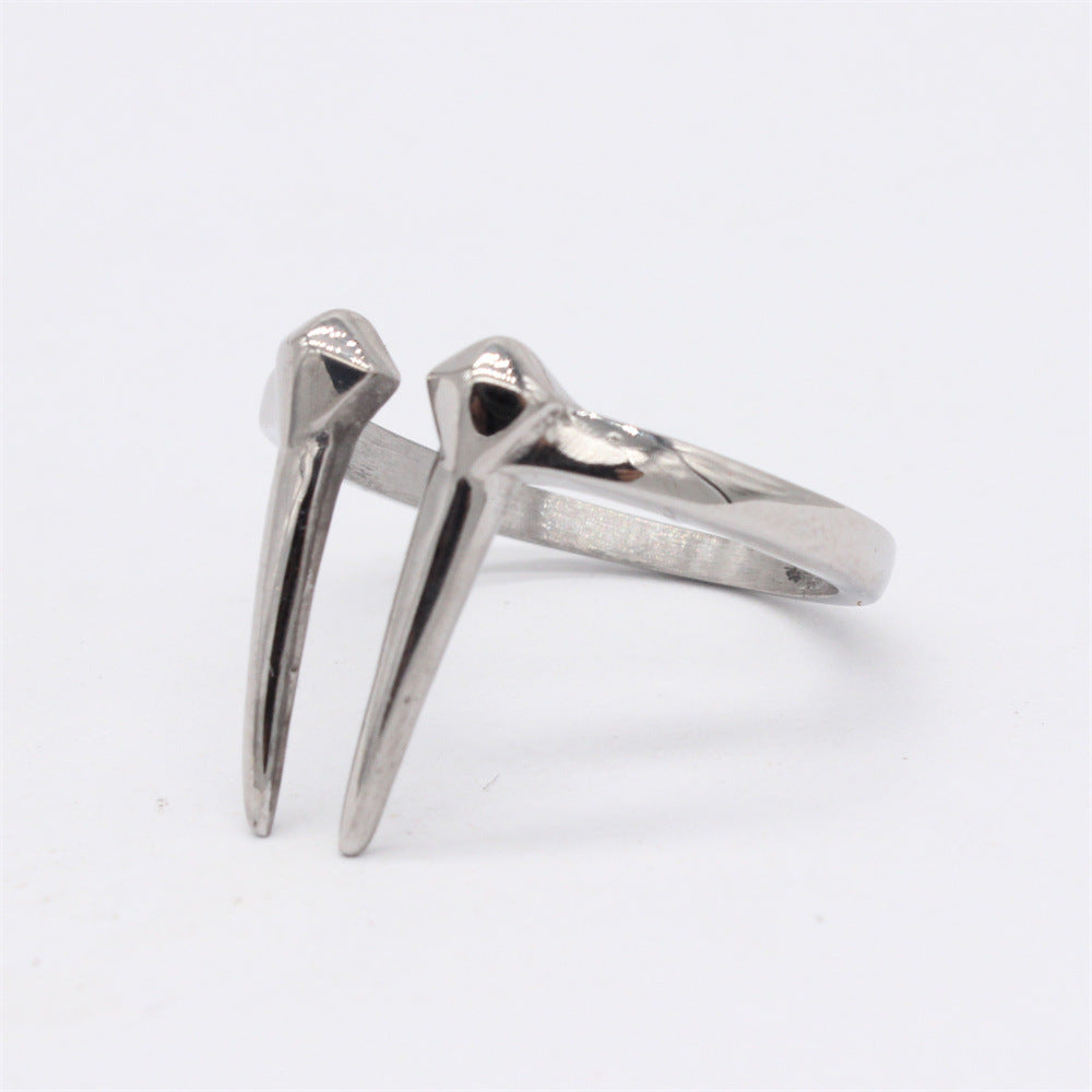 European and American Retro Pointed Titanium Men's Ring