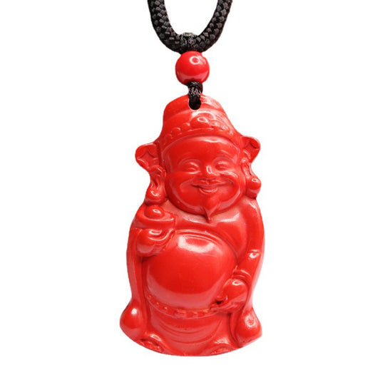 Cinnabar God of Wealth Pendant Red Sand Jewelry