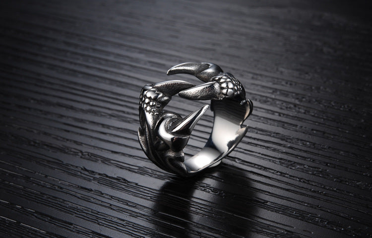 Men's Titanium Steel Punk Dragon Claw Ghost Ring