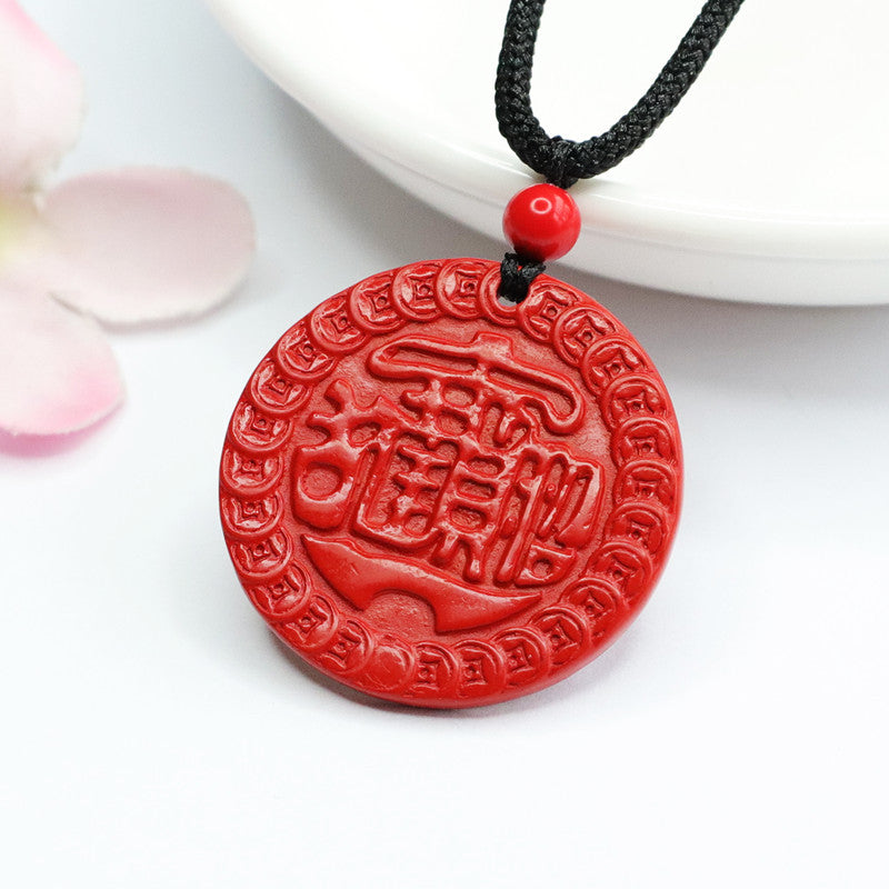 Vermilion Sand Round Brand Blessings Pendant featuring Cinnabar Stone