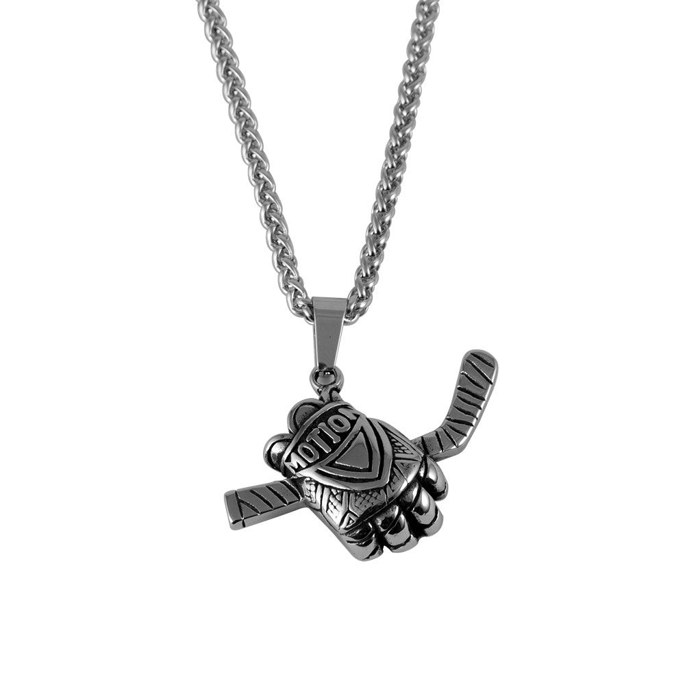 Stylish Titanium Steel Baseball Glove Pendant Necklace for Men