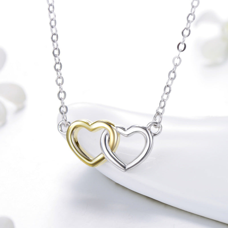 S925 Sterling Silver Hollow Heart Cross Necklace - Korean Fashion Pendant for Women