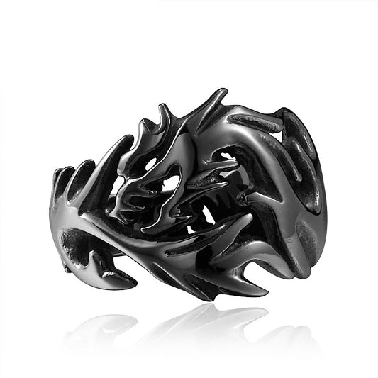 Bold Dragon-Design Stainless Steel Open Ring for Men - Customizable Titanium Jewelry Wholesale