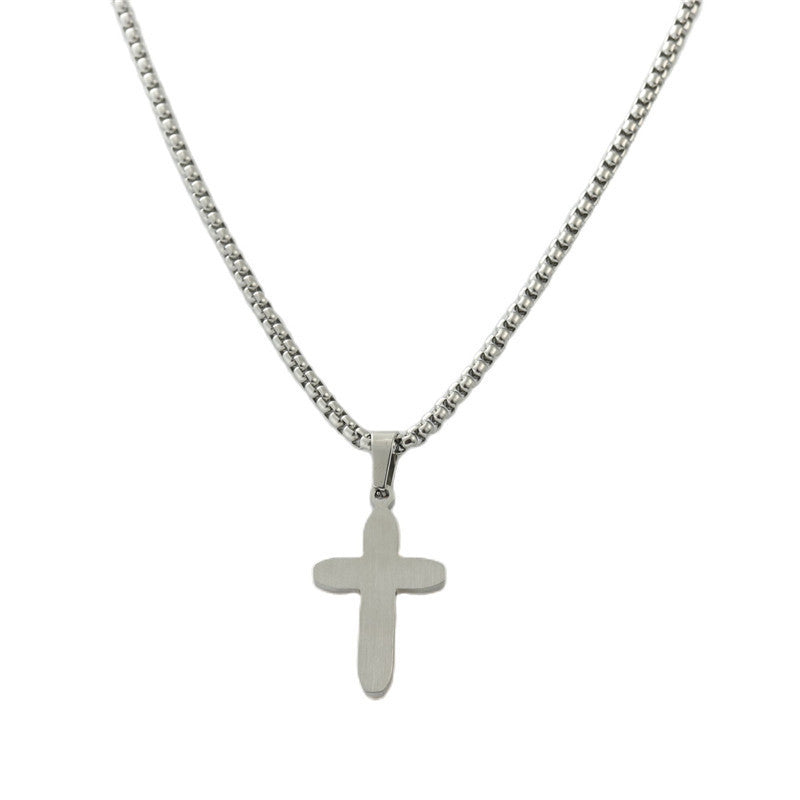 Personalized Retro Titanium Steel Cross Pendant Necklace for Men - Trendy Stainless Steel Design