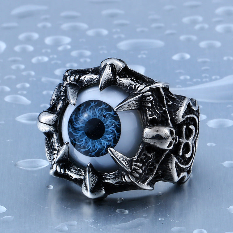 Personalized Men's Titanium Steel Death Demon Eye Ring - European and American Style