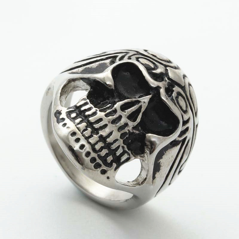 Titanium Steel Skull Ring for Men - Retro Punk Jewelry Direct from Manufacturer