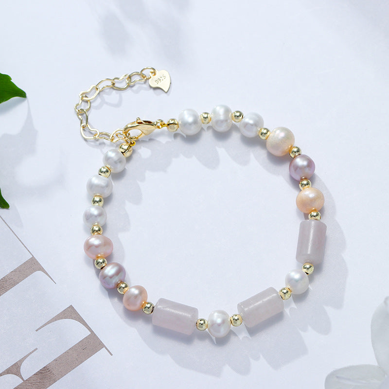 Fortune's Favor: Sterling Silver Crystal Barrel Freshwater Pearl Bracelet