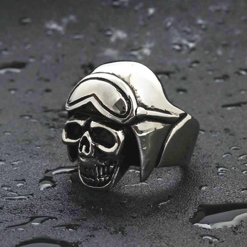 Punk-Inspired Titanium Steel Skull Ring for Men - Retro Hipster Style